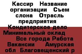 Кассир › Название организации ­ Съем слона › Отрасль предприятия ­ Кондитерское дело › Минимальный оклад ­ 18 000 - Все города Работа » Вакансии   . Амурская обл.,Благовещенский р-н